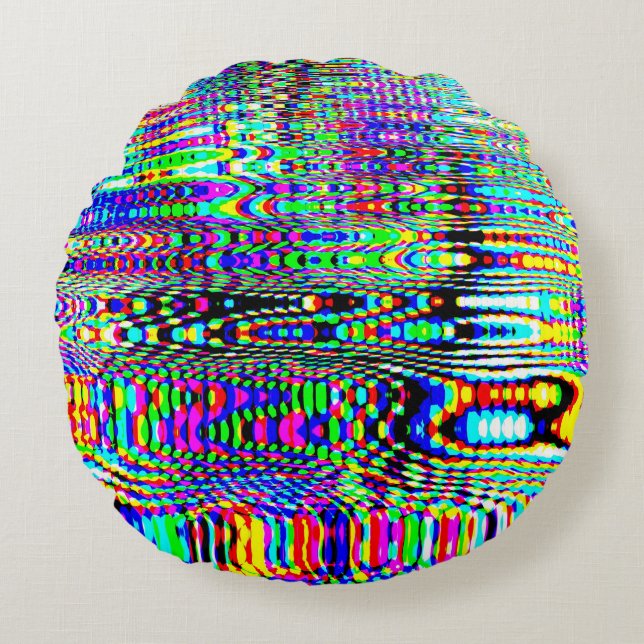 Digitale Effekte: Multicolor Abstract Design Rundes Kissen (Vorderseite)