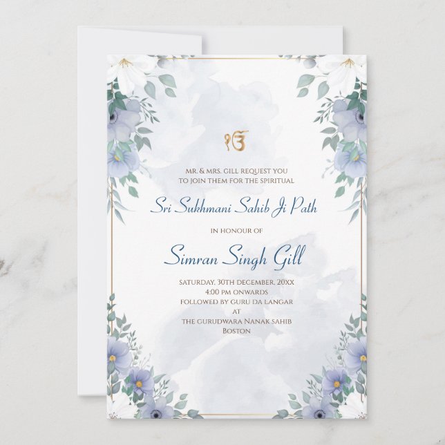Digitale Einladung für Sri Sukhmani Sahib Path (Vorderseite)