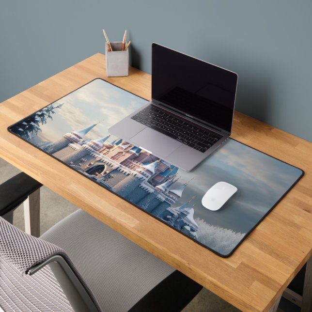 Digitale Fantasy-Burg in den Bergen Schreibtischunterlage (Büro 2)