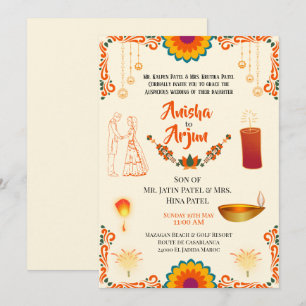 Digitale Florale Hindu-Hochzeitseinladung Einladung