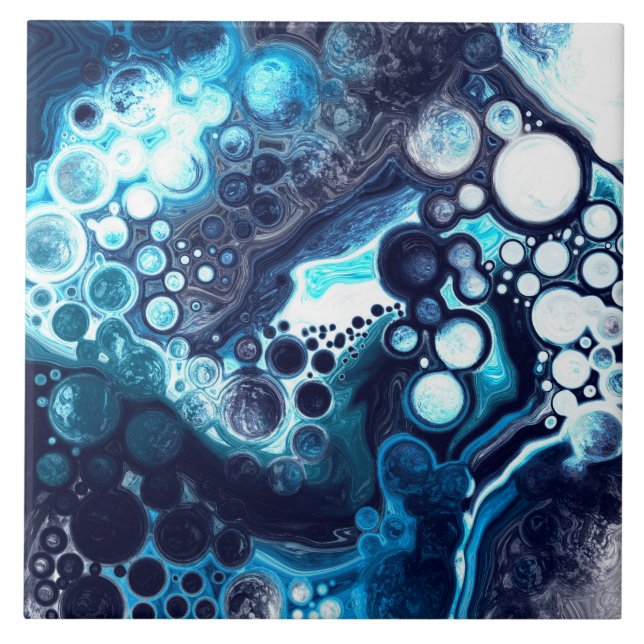 Digitale Fluid Art aus dunkelblauem Marmor Fliese (Vorderseite)