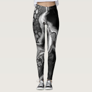 Digitale Fluid Art aus schwarzem und weißem Marmor Leggings