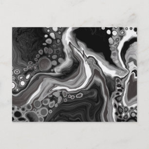 Digitale Fluid Art aus schwarzem und weißem Marmor Postkarte