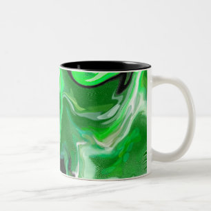 Digitale Fluid-Kunst aus grünem Marmor Extravagant Zweifarbige Tasse
