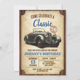 Digitale Geburtstagseinladung für klassische Autos Einladung
