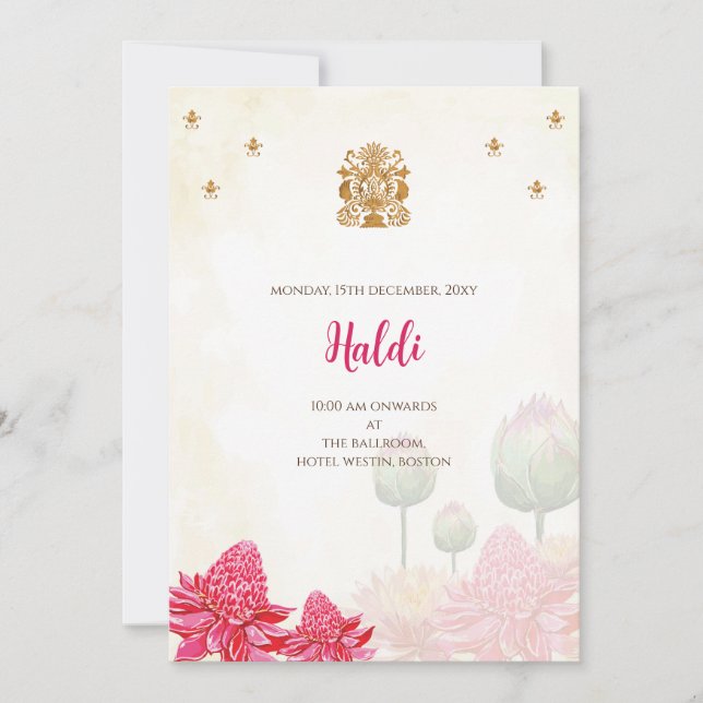 Digitale Haldi-Einladung und indische Hochzeitskar Einladung (Vorderseite)