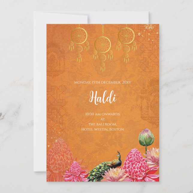 Digitale Haldi-Einladung und indische Hochzeitskar Einladung (Vorderseite)
