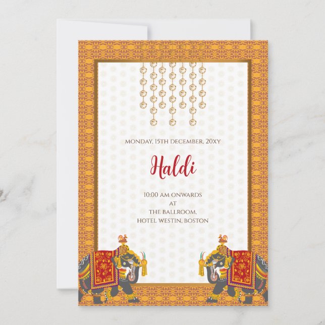 Digitale Haldi-Einladung und indische Hochzeitskar Einladung (Vorderseite)