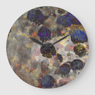 Digitale Hintergrundkunst von Blumenmuster / Blume Große Wanduhr