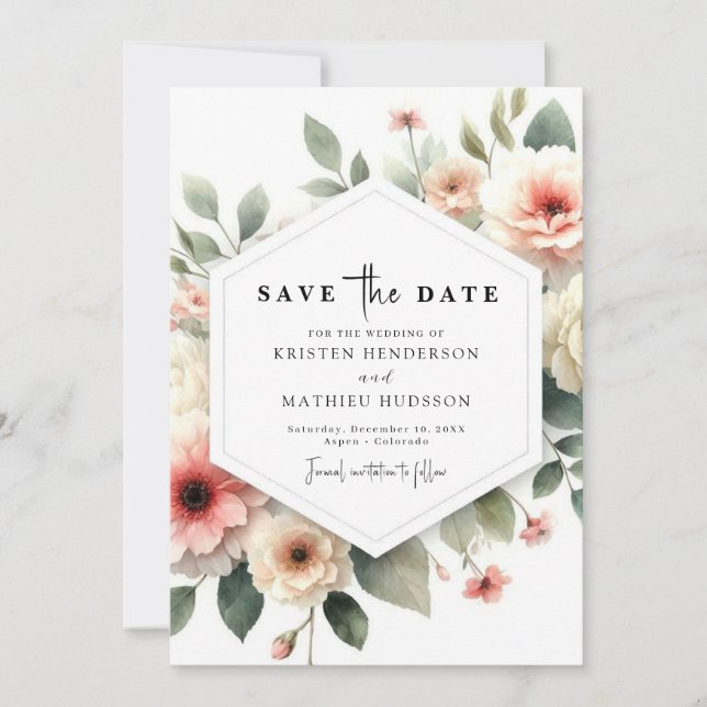 Digitale Hochzeit in Rosa Save The Date (Vorderseite)