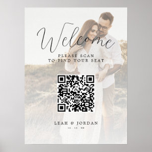 Digitale Hochzeits-QR-Code-Sitzordnung mit Foto Poster