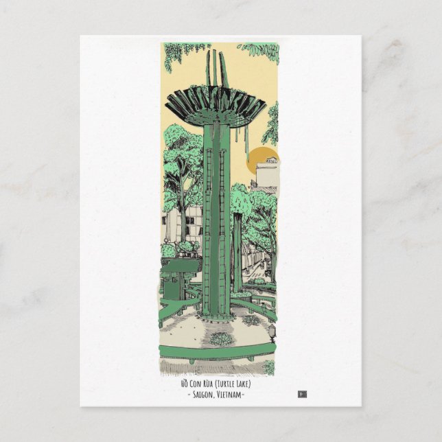 Digitale Illustration des Schildkrötensees Saigon Postkarte (Vorderseite)