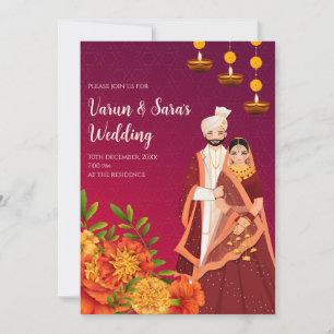 Digitale indische Einladung Hindu-Hochzeitskarte
