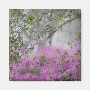 Digitale Komposition aus Azaleen und Magnolienbaum Magnet
