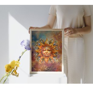 Digitale Kunst der kosmischen Sonne Poster