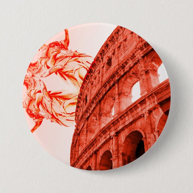 Digitale Kunst des Kolosseums und Statuen/Skulptur Button (Vorderseite)
