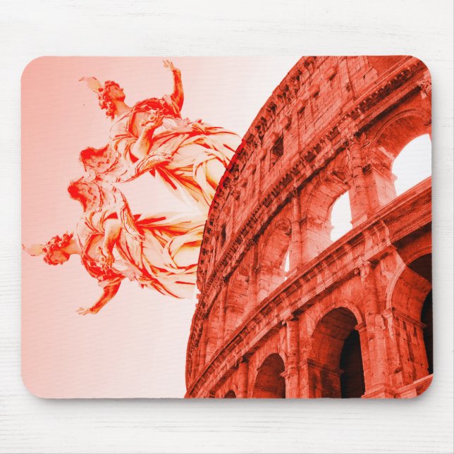 Digitale Kunst des Kolosseums und Statuen/Skulptur Mousepad (Vorne)