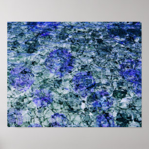 Digitale Kunst eines blauen Aquarell-Abstrakt-Hint Poster