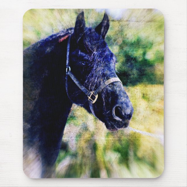 Digitale Kunst für das Schwarze Pferd Mousepad (Vorne)