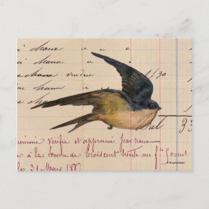 Digitale Kunst für Vintage Vögel und größere Papie Postkarte