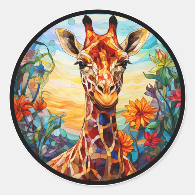 Digitale Kunst - Galerie Giraffe Runder Aufkleber (Vorderseite)