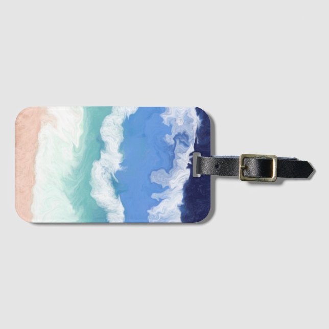 Digitale Kunst im aquamarinen und blauen Ozean Gepäckanhänger (Vorderseite (Horizontal))