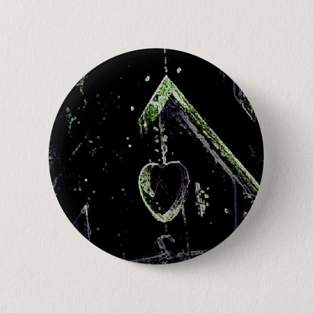 Digitale Kunst im Vogelhaus Button (Vorderseite)