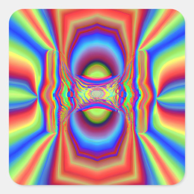 Digitale Kunst in Dimensionen Quadratischer Aufkleber (Vorderseite)