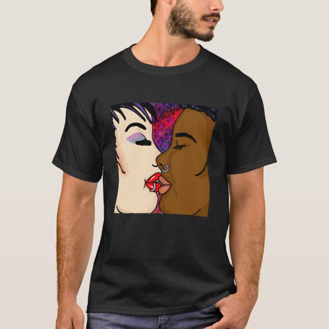Digitale Kunst | Romantischer Kuss T-Shirt (Vorderseite)