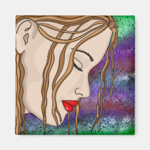 Digitale Kunst Traurige Lady Deep in Thread Magnet