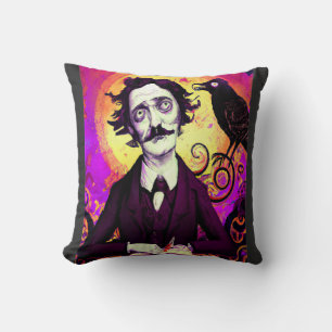 Digitale Kunst Vintag Edgar Allan Poe Raven Kissen