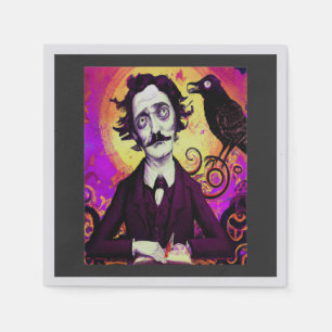 Digitale Kunst Vintag Edgar Allan Poe Raven Serviette