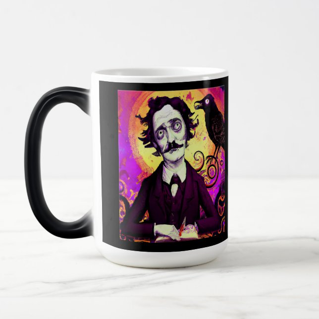 Digitale Kunst Vintag Edgar Allan Poe Raven Verwandlungstasse (Links)