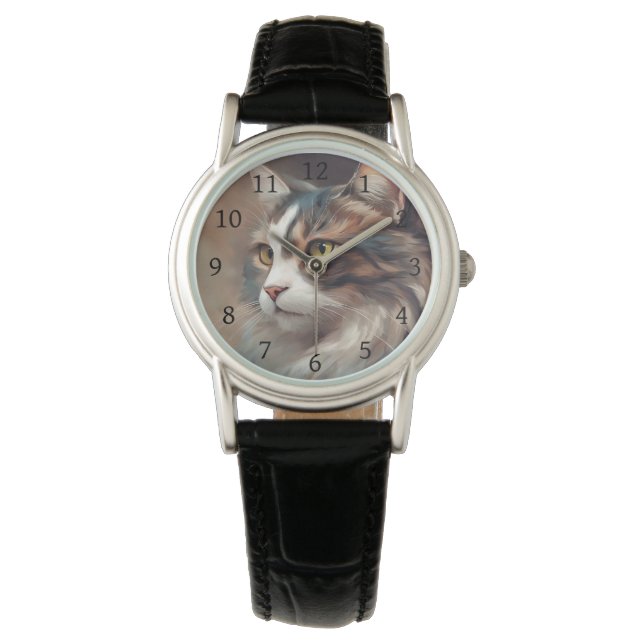 Digitale Kunstkatze 718 Armbanduhr (Vorderseite)
