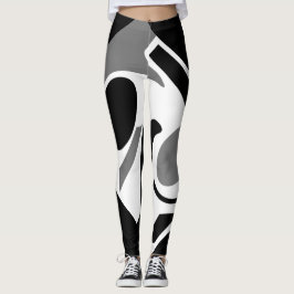 Digitale Kunstlegende Grau, Weiß und Schwarz Leggings