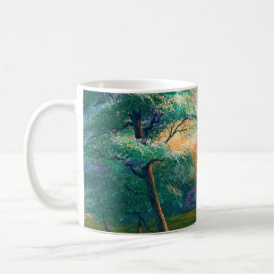 Digitale Kunstmalerei Landschaft, Fluss im Frühlin Kaffeetasse