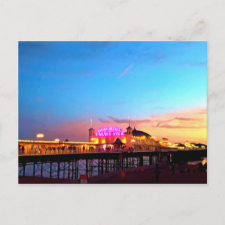 Digitale Malerei - Brighton Pier Sunset Postkarte