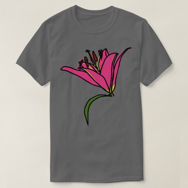 Digitale Malerei einer rosa Lily-Blume T-Shirt (Design vorne)