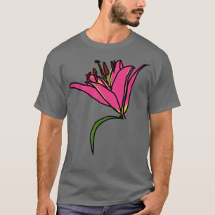 Digitale Malerei einer rosa Lily-Blume T-Shirt