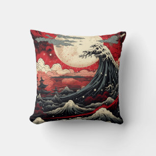 Digitale Malerei im japanischen Kunststil Kissen