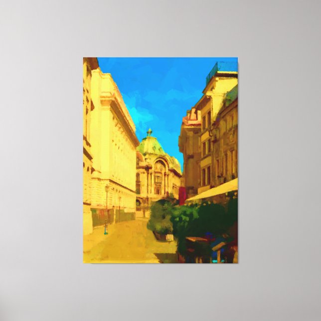 Digitale Malerei in Bukarest Leinwanddruck (Vorderseite)