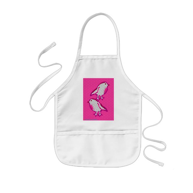 digitale Malerei-Schürze "der rosa Vögel" Kinderschürze (Vorne)