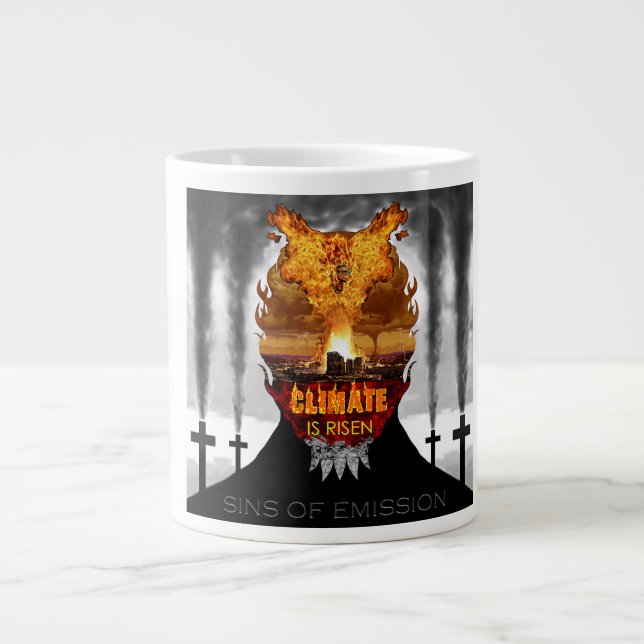 Digitale Malerei über den Klimawandel. Jumbo-Tasse (Vorderseite)