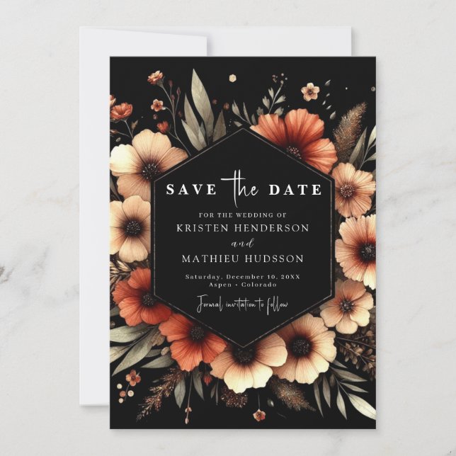Digitale, moderne Terracotta-Hochzeit Save The Date (Vorderseite)
