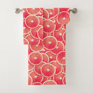 Digitale Montage mit rosa Grapefruit Badhandtuch Set
