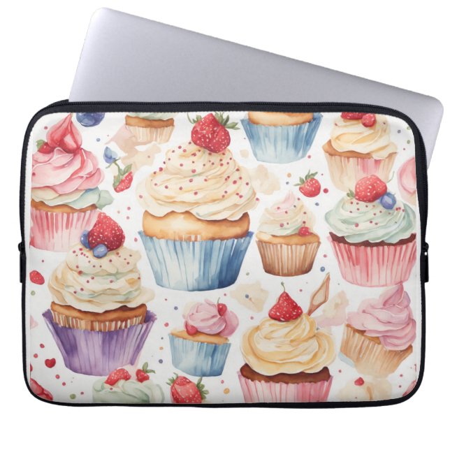 Digitale Muster für Creme und Cupcake Laptopschutzhülle (Vorderseite)
