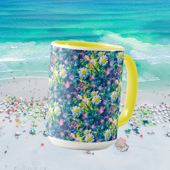 Digitale Natur Floral, Gänseblümchen-Blues Tasse (Von Creator hochgeladen)