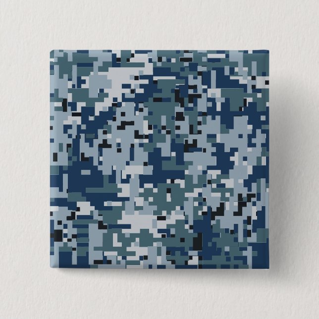 Digitale Navy-Camouflage-Camouflage-Dekoration Button (Vorderseite)