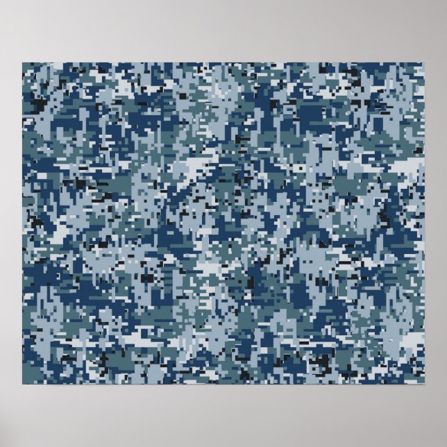 Digitale Navy-Camouflage-Camouflage-Dekoration Poster (Vorne)