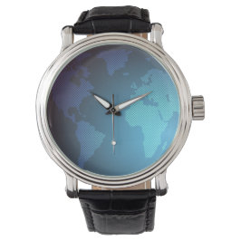 Digitale Punkte Weltkarte Gradienten Kunst Armbanduhr